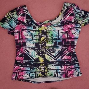 Colorful geometric crop top cute summer shirt